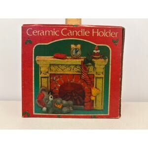 Vintage 1980s Night Before Christmas Ceramic Candle Holder No. 54-527 Orig. Box